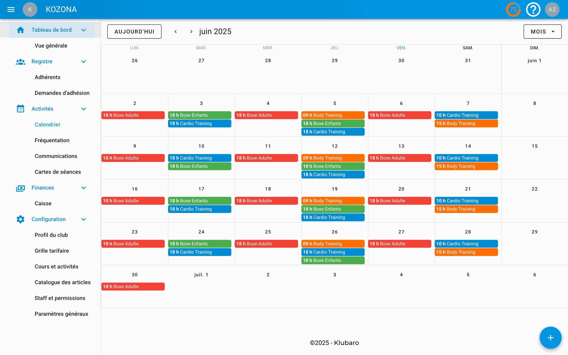 Registre adhérents Klubaro